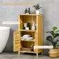 Armario Auxiliar de Baño de Bambú con 2 Puertas Compartimiento Abierto y Estante Ajustable 50x25,5x92 cm Natural
