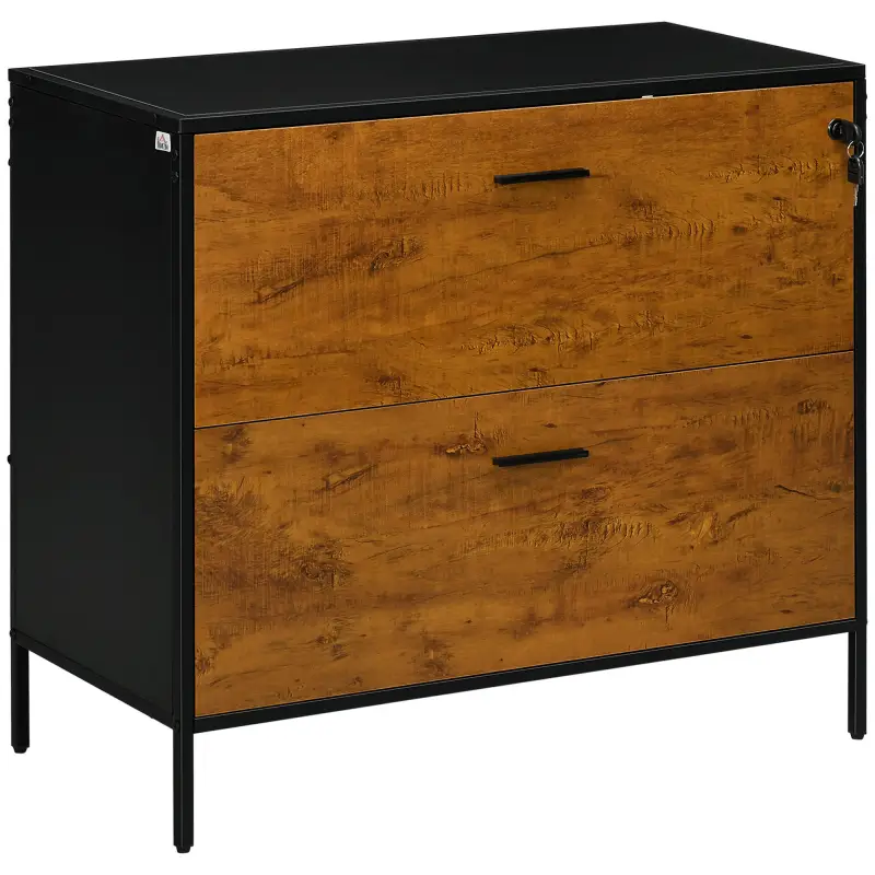 Cajonera de Oficina con 2 Cajones Cajonera para Archivadores con Cerradura y Carpetas Colgantes 80x39x73,5 cm Marrón
