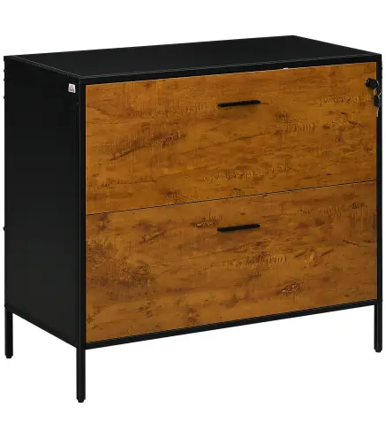 Cajonera de Oficina con 2 Cajones Cajonera para Archivadores con Cerradura y Carpetas Colgantes 80x39x73,5 cm Marrón