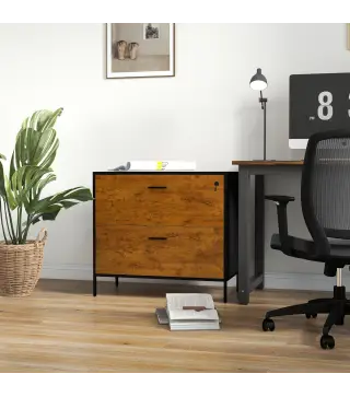 Cajonera de Oficina con 2 Cajones Cajonera para Archivadores con Cerradura y Carpetas Colgantes 80x39x73,5 cm Marrón