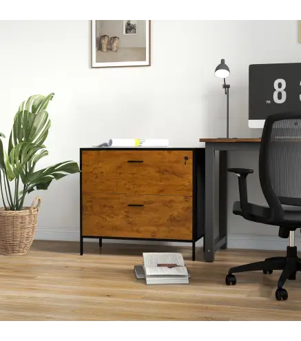 Cajonera de Oficina con 2 Cajones Cajonera para Archivadores con Cerradura y Carpetas Colgantes 80x39x73,5 cm Marrón