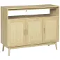 Aparador de Estilo Cannage Mueble Buffet Auxiliar con Puertas de Rejilla y Patas de Madera 120x40x97cm Natural