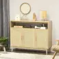 Aparador de Estilo Cannage Mueble Buffet Auxiliar con Puertas de Rejilla y Patas de Madera 120x40x97cm Natural