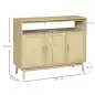 Aparador de Estilo Cannage Mueble Buffet Auxiliar con Puertas de Rejilla y Patas de Madera 120x40x97cm Natural