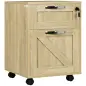 Cajonera de Oficina con 2 Cajones Cajonera con Ruedas con Cerradura Carpetas Colgantes para Tamaño A4 41x42x56cm Natural