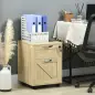Cajonera de Oficina con 2 Cajones Cajonera con Ruedas con Cerradura Carpetas Colgantes para Tamaño A4 41x42x56cm Natural