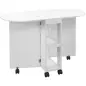 Mesa de Comedor Plegable con Ruedas Mesa de Cocina con Alas Abatibles y 2 Estantes Abiertos 120x60x77 cm Blanco