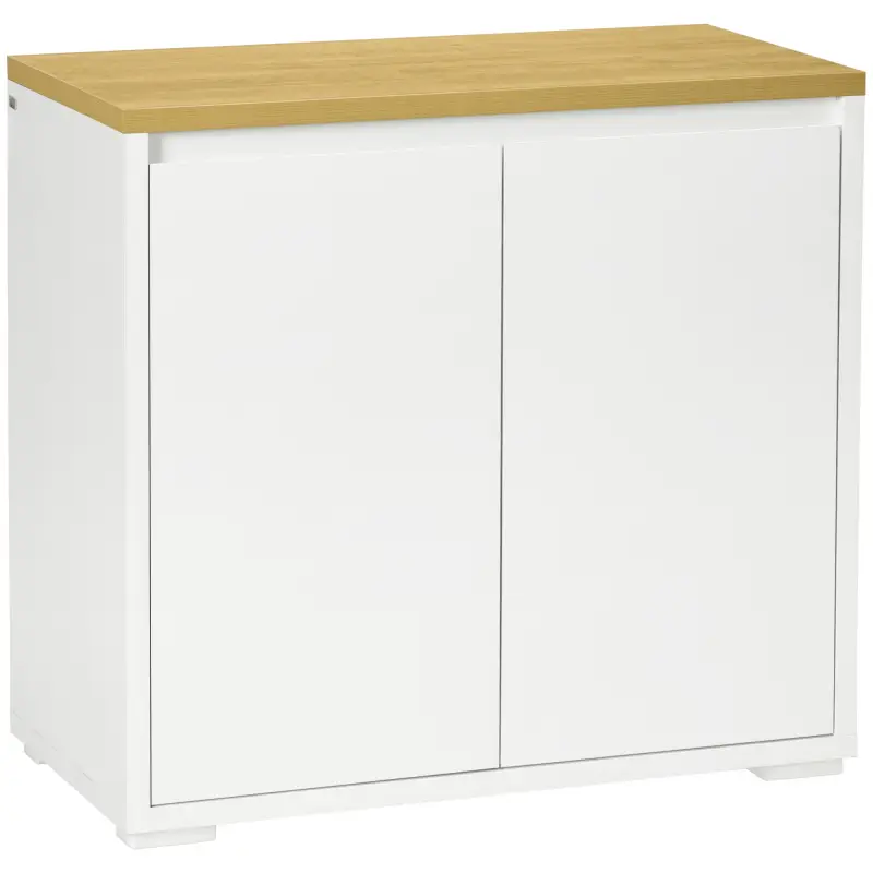 Aparador de Salón Mueble Auxiliar de Cocina con 2 Puertas y Estante Ajustable para Comedor Entrada 80x37x75 cm Blanco
