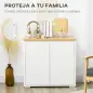 Aparador de Salón Mueble Auxiliar de Cocina con 2 Puertas y Estante Ajustable para Comedor Entrada 80x37x75 cm Blanco