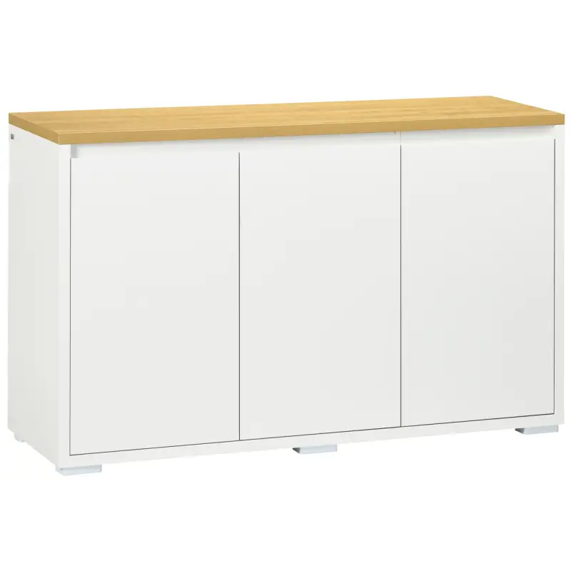 Aparador de Salón Mueble Auxiliar de Cocina con 3 Puertas y Estantes Ajustables para Comedor Entrada 120x37x75 cm Blanco