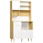 Alacena de Cocina Mueble Auxiliar de Cocina con 3 Puertas Cajón Estante Ajustable y Toallero 93x40x180 cm Natural
