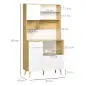 Alacena de Cocina Mueble Auxiliar de Cocina con 3 Puertas Cajón Estante Ajustable y Toallero 93x40x180 cm Natural