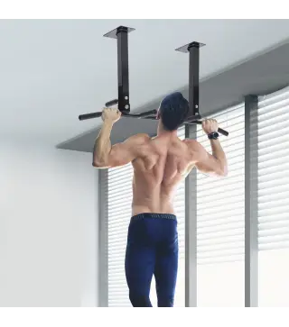 Barra de Dominadas en Techo Barra para Dominadas de Acero Barra de Tracción para Entrenamiento Casa 105,5x28x49 cm Negro