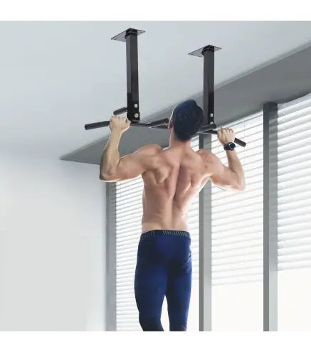 Barra de Dominadas en Techo Barra para Dominadas de Acero Barra de Tracción para Entrenamiento Casa 105,5x28x49 cm Negro