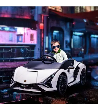 Coche Eléctrico Lamborghini SIAN 12V para Niños de +3 Años con Mando a Distancia Música MP3 USB 108x62x40 cm Blanco
