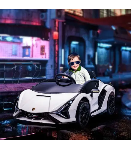Coche Eléctrico Lamborghini SIAN 12V para Niños de +3 Años con Mando a Distancia Música MP3 USB 108x62x40 cm Blanco