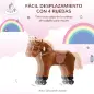 Caballito Infantil +2 Años Caballo con Ruedas Sonidos de Relincho Palos Pedales 55x23x60 cm Marrón