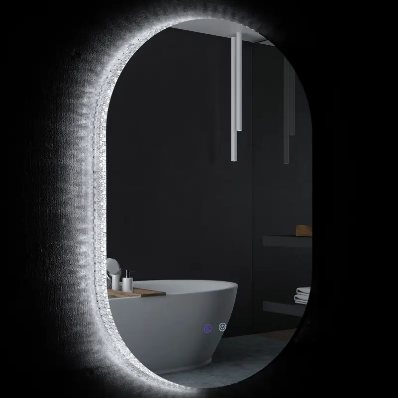 Espejo de Baño con Luces LED 81x51 cm Espejo de Pared con 3 Colores Interruptor Táctil Función de Desempañado Plata