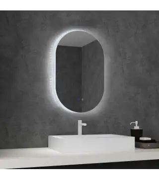 Espejo de Baño con Luces LED 81x51 cm Espejo de Pared con 3 Colores Interruptor Táctil Función de Desempañado Plata