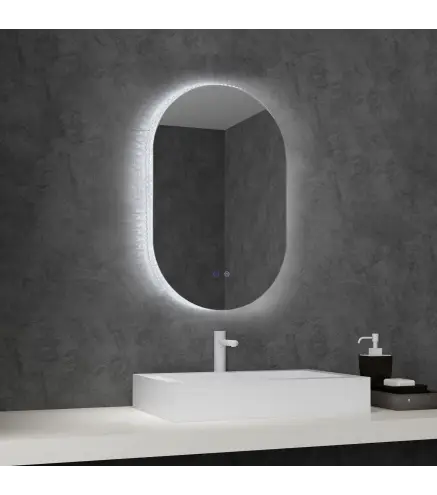 Espejo de Baño con Luces LED 81x51 cm Espejo de Pared con 3 Colores Interruptor Táctil Función de Desempañado Plata