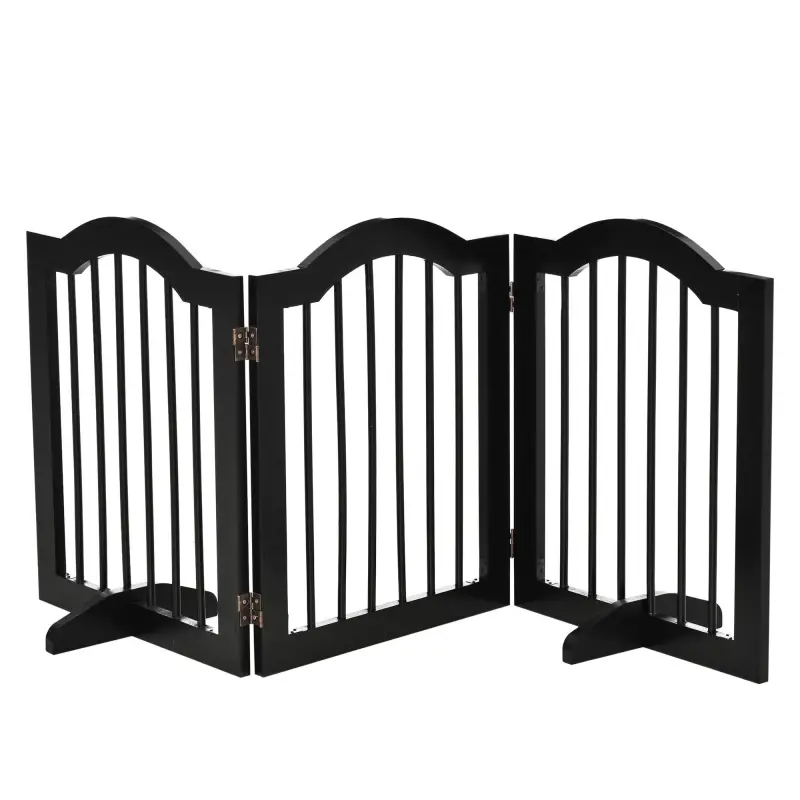 Barrera de Seguridad Plegable para Perros Pequeños Rejilla de Protección de 3 Paneles con Patas 154,5x29,5x61 cm Negro