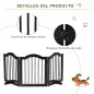 Barrera de Seguridad Plegable para Perros Pequeños Rejilla de Protección de 3 Paneles con Patas 154,5x29,5x61 cm Negro