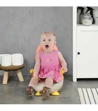 Orinal Infantil WC Aprendizaje Orinal para Bebe de 6-36 Meses en Forma de Zorro Tapa Antideslizante 34,5x35x23 cm Rosa