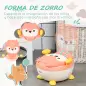 Orinal Infantil WC Aprendizaje Orinal para Bebé de 6-36 Meses en Forma de Zorro Tapa Antideslizante 34,5x35x23 cm Rosa