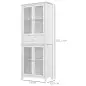 Alacena de Cocina Mueble Vitrina con 4 Puertas de Vidrio Templado Cajón y Estantes Ajustables 74x35,5x181,5 cm Blanco