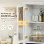 Alacena de Cocina Mueble Vitrina con 4 Puertas de Vidrio Templado Cajón y Estantes Ajustables 74x35,5x181,5 cm Blanco