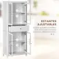 Alacena de Cocina Mueble Vitrina con 4 Puertas de Vidrio Templado Cajón y Estantes Ajustables 74x35,5x181,5 cm Blanco