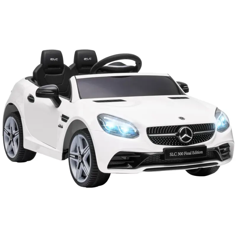 Coche Eléctrico Mercedes SLC 300 12V para Niños de 3-6 Años con Mando a Distancia Faros LED Bocina 107x62,5x44 cm Blanco