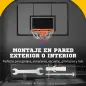 Canasta de Baloncesto de Pared con Red Diámetro de 45 cm y Marco de Acero para Interior y Exterior 113x61x73 cm Negro