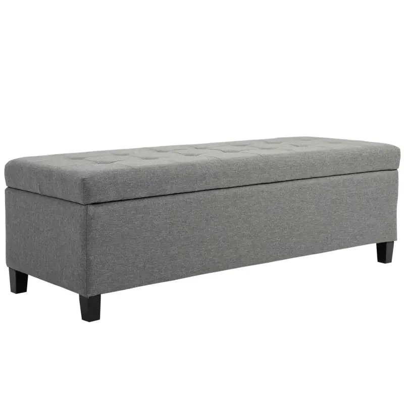 Banco de Almacenamiento Puff de Almacenaje Taburete Tapizado en Lino con Tapa Abatible para Entrada 125x49x41,5 cm Gris