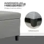 Banco de Almacenamiento Puff de Almacenaje Taburete Tapizado en Lino con Tapa Abatible para Entrada 125x49x41,5 cm Gris