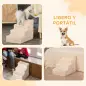 Escalera para Mascotas de 4 Peldaños 2 en 1 con Funda Extraíble y Lavable Escalera Rascadora de Perros 60x35x44 cm Beige