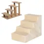 Escalera para Mascotas de 4 Peldaños 2 en 1 con Funda Extraíble y Lavable Escalera Rascadora de Perros 60x35x44 cm Beige