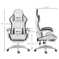 Silla Gaming Silla Gamer de Cuero PU Altura Ajustable Reclinable 135° Reposacabezas y Reposapiés 65x65x121-129 cm Blanco