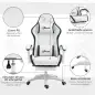 Silla Gaming Silla Gamer de Cuero PU Altura Ajustable Reclinable 135° Reposacabezas y Reposapiés 65x65x121-129 cm Blanco
