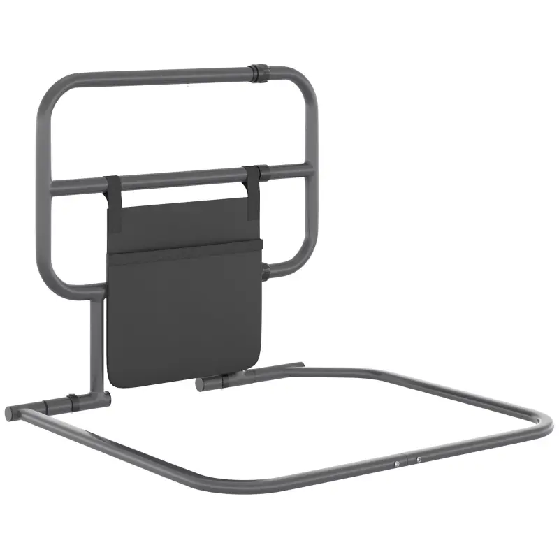 Barandilla de Cama Adulto Asidero para la Cama Plegable con Bolsillo de Almacenamiento 61x66x55 cm Gris