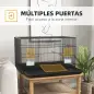 Jaula para Pájaros 77x46x45 cm Jaula Metálica para Aves con Bandeja Extraíble 2 Perchas 2 Comederos 2 Perchas Negro