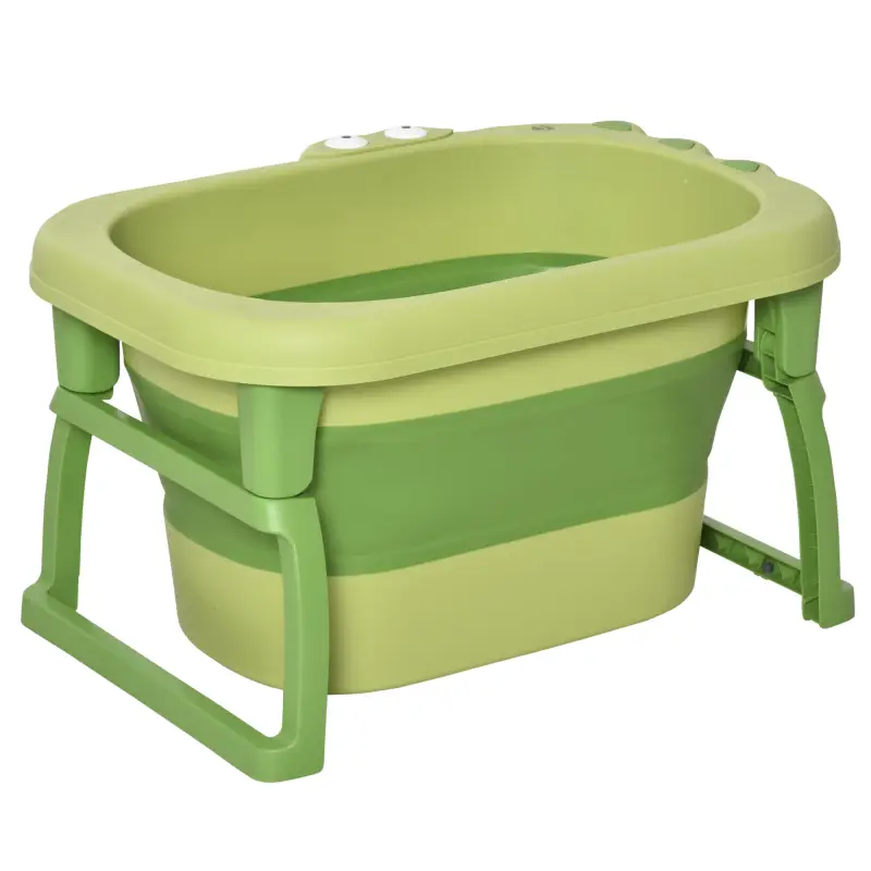 Bañera Plegable para Bebé Bañera Portátil para Niños con Patas Antideslizantes 75,3x55,4x43 cm Verde