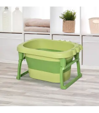 Banera Plegable para Bebe Banera Portatil para Ninos con Patas Antideslizantes 75,3x55,4x43 cm Verde