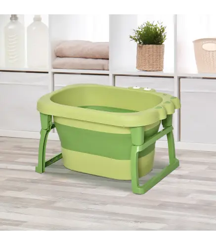 Banera Plegable para Bebe Banera Portatil para Ninos con Patas Antideslizantes 75,3x55,4x43 cm Verde