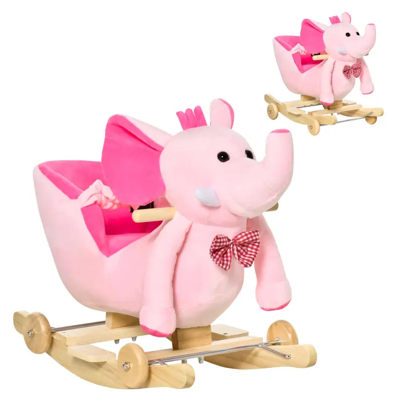 Caballito Balancín con Ruedas Forma de Elefante Caballo Balancín para Bebés de +18 Meses con Músicas 60x35x45 cm Rosa Caballito Balancín con Ruedas Forma de Elefante Caballo Balancín para Bebés de +18 Meses con Músicas 60x35x45 cm Rosa