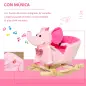 Caballito Balancín con Ruedas Forma de Elefante Caballo Balancín para Bebés de +18 Meses con Músicas 60x35x45 cm Rosa