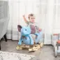 Caballito Balancín con Ruedas Forma de Elefante Caballo Balancín para Bebés de +18 Meses con Músicas 60x35x45 cm Azul
