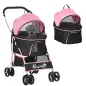 Carrito para Perros Pequeños 3 en 1 con Vagón Desmontable Cesta de Almacenaje Correas de Seguridad y Cojín Rosa Carrito para Perros Pequeños 3 en 1 con Vagón Desmontable Cesta de Almacenaje Correas de Seguridad y Cojín Rosa