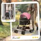 Carrito para Perros Pequeños 3 en 1 con Vagón Desmontable Cesta de Almacenaje Correas de Seguridad y Cojín Rosa