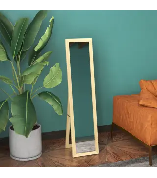 Espejo de Cuerpo Entero 37x155 cm Espejo de Pie Espejo de Pared Forma Rectangular con Marco de Madera Roble